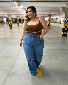 CALÇA JEANS PLUS SIZE WIDE LEG LARISSA