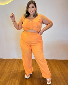 CONJUNTO PLUS SIZE CALÇA E CROPPED JULIANA LARANJA - comprar online