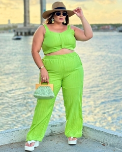 CONJUNTO PLUS SIZE CALÇA E CROPPED JULIANA VERDE - comprar online