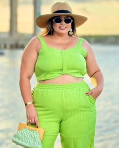 Imagem do CONJUNTO PLUS SIZE CALÇA E CROPPED JULIANA VERDE