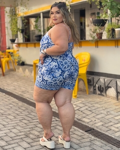 CONJUNTO PLUS SIZE SHORT E CROPPED DE ALÇA ALANA ARABESCO AZUL na internet