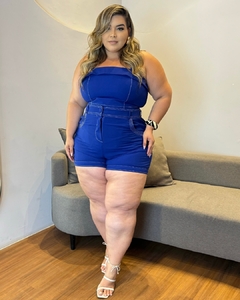 CONJUNTO PLUS SIZE SHORT E CROPPED ZÍPER NAS COSTAS MAITE AZUL - comprar online