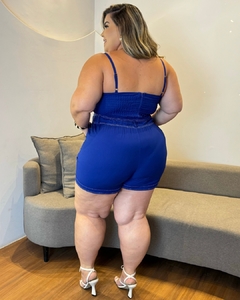 CONJUNTO PLUS SIZE SHORT E CROPPED ZÍPER NAS COSTAS MAITE AZUL na internet