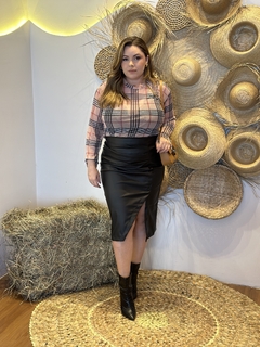BLUSA TULE PLUS SIZE MANGA LONGA IRIS XADREZ - loja online