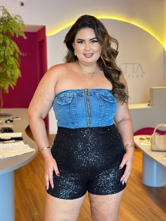 Imagem do SHORT PLUS SIZE PRETO PAETÊ LAVINIA