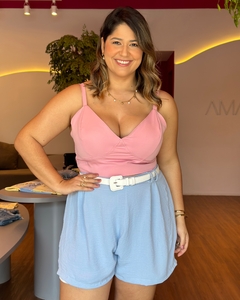CROPPED PLUS SIZE ALÇA DEBORA ROSA CLARO - loja online