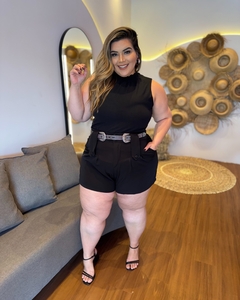 BLUSA PLUS SIZE GOLA DE ELASTEX LORENA PRETA - loja online