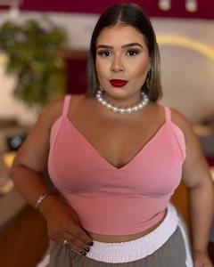 CROPPED PLUS SIZE ALÇA DEBORA ROSA CLARO