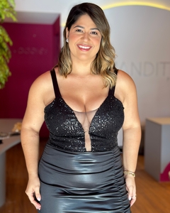 VESTIDO PLUS SIZE PAETÊ DECOTE V BIANCA - loja online