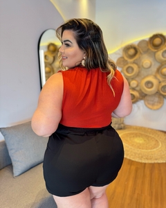 BLUSA PLUS SIZE GOLA DE ELASTEX LORENA TERRACOTA na internet
