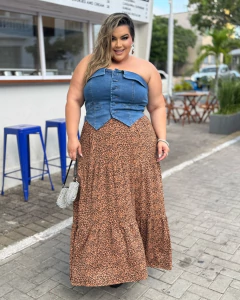 Imagem do SAIA LONGA PLUS SIZE LILA ANIMAL PRINT