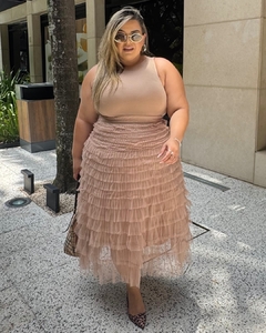 Imagem do SAIA MID PLUS SIZE DE TULE BOHO AURORA