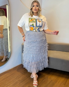 SAIA MID PLUS SIZE DE TULE BOHO AURORA - loja online