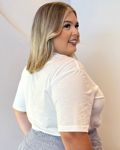 T-SHIRT PLUS SIZE OVER LAURA ESTAMPA DRINK AZUL na internet