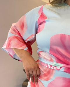 VESTIDO PLUS SIZE MANGA MULA COM FAIXA IOLANDA AZUL BEBÊ - loja online