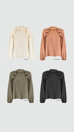 BLUSA GOLA ALTA CETIM