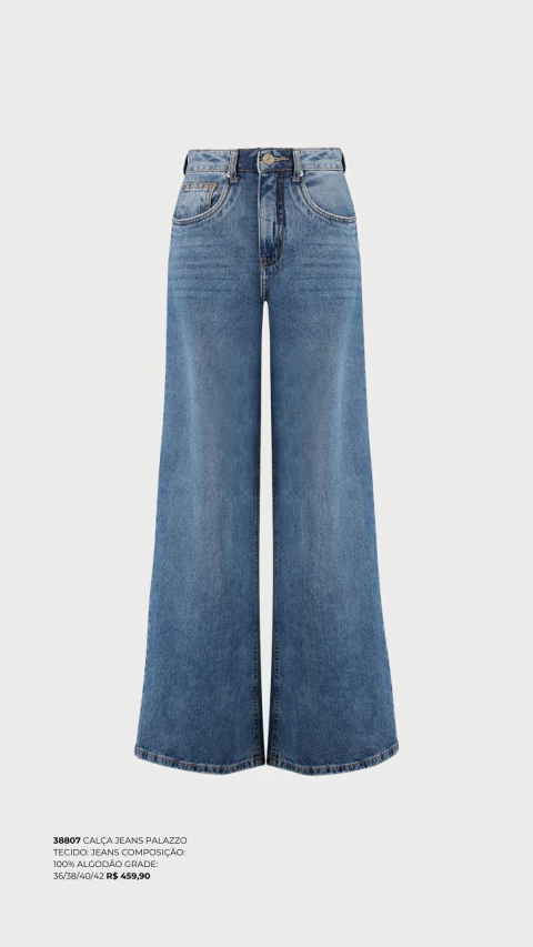 Calça Jeans Palazzo