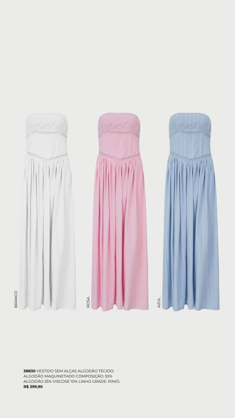 Vestido Sem Alça Algodão