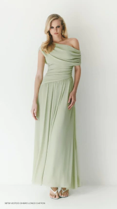 Vestido Ombro Longo Chiffon