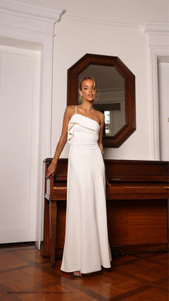 Vestido Longo 1 Ombro Alfaiataria