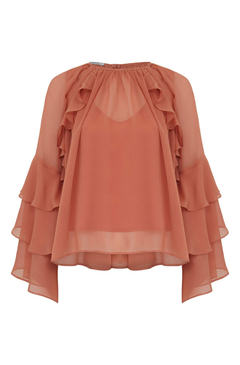 Blusa com Babados em Chiffon