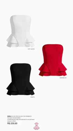 Blusa Sem Alças Com Babado na internet