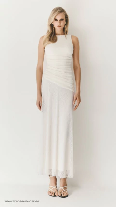 Vestido Drapeado Renda