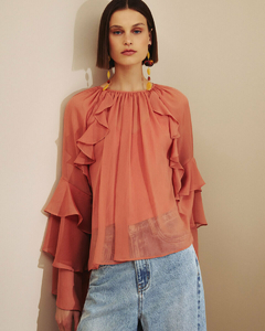 Blusa com Babados em Chiffon - comprar online