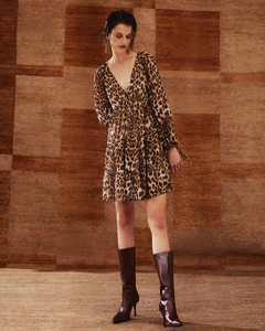Vestido Decote V Animal Print - comprar online