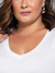 T-Shirt Essencial Gola V Branco - Divina Garota