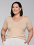 T-Shirt Essencial Gola V - Nude - Divina Garota