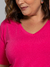 T-Shirt Essencial Gola V Pink - Divina Garota