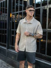 CAMISA MANGA CORTA TEJIDA LUMEN BEIGE - comprar online