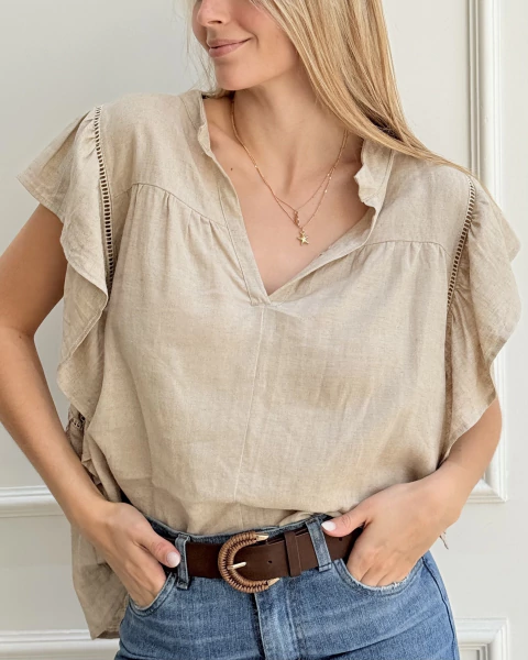 BLUSA DE LINO HORTENSIA - comprar online