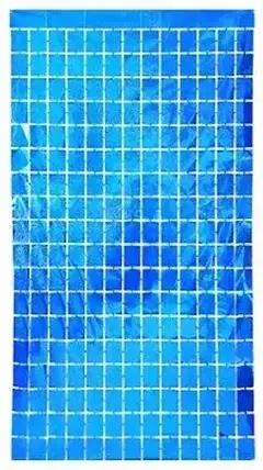 Cortina Decorativa Cuadrada Azul Holográfica