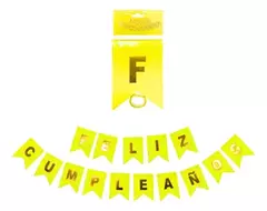 Banderín Feliz Cumpleaños Amarillo Fluo