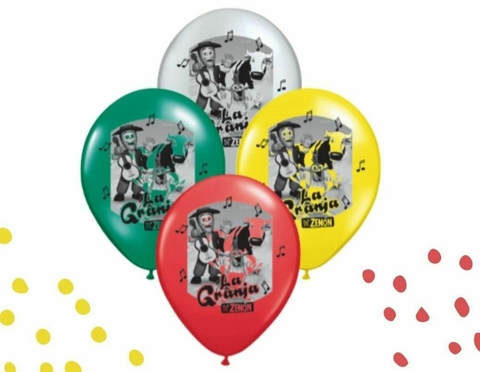 Globos x10 Látex Estampado LA GRANJA DE ZENON