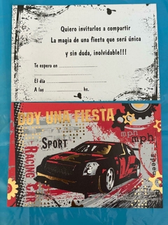 Invitaciones x10 HOT WEELS/AUTOS - Cotillón Oeste