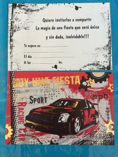 Invitaciones x10 HOT WEELS/AUTOS - Cotillón Oeste