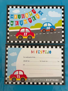 Invitaciones x10 HOT WEELS/AUTOS en internet