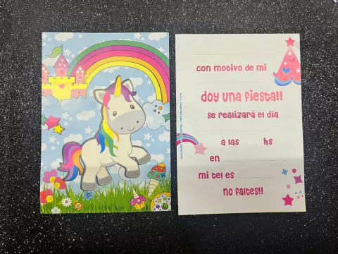Invitaciones x10 UNICORNIO