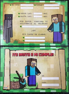 Invitaciones x10 MINECRAFT