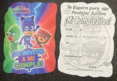 Invitaciones x10 PJ MASK