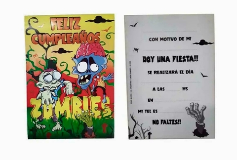 Invitaciones x10 PLANTAS VS ZOMBIES/ZOMBIES