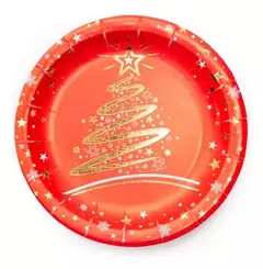 Plato Poli Papel Árbol Navidad x8