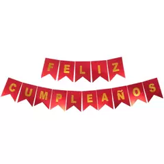 Banderín Feliz Cumpleaños Rojo Brilloso