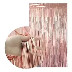 Cortina Decorativa Rosa Gold Metalizada