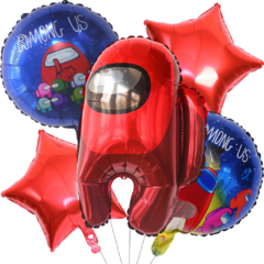 Set Globos Metalizados x5 AMONG US