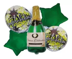 Set 5 Globos Metalizados Botella Champagne