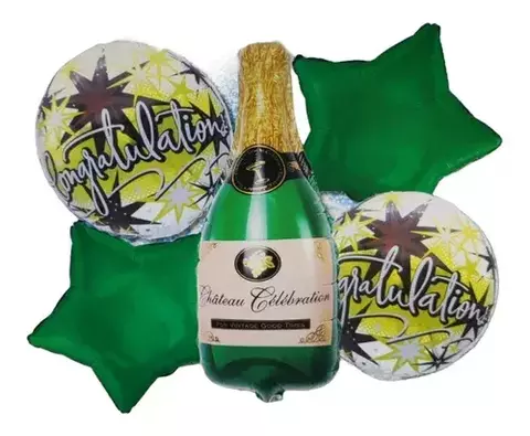 Set 5 Globos Metalizados Botella Champagne